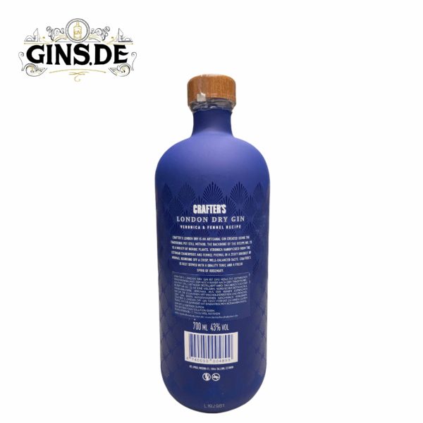 Flasche Crafters London Dry Gin hinten